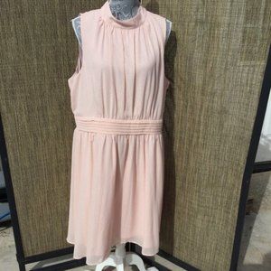 Pale pink chiffon with small black dots